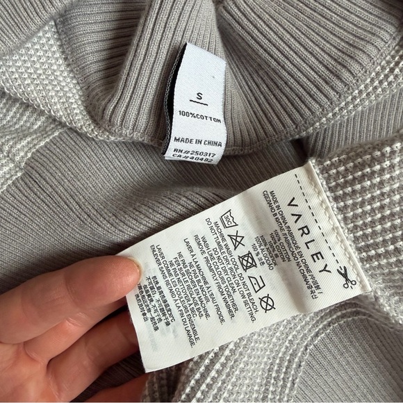 Varley Gower Sweater oversized v-neck light grey knit long sleeve cotton - Picture 11 of 11